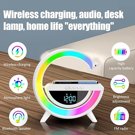 Digital LED Wireless Charger Speaker – 3-in-1 Smart Gadget