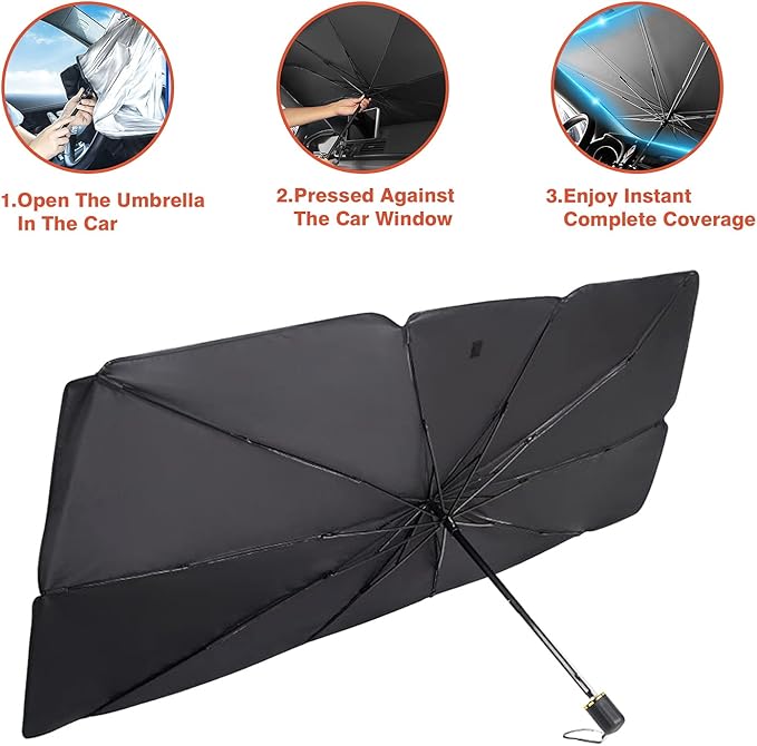 Windshield Sunshade Umbrella – Foldable Car UV Protector | Universal Fit for All Vehicles in UAE