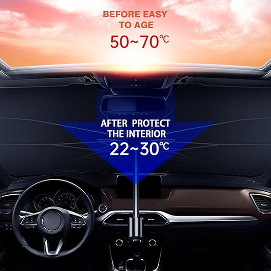 Windshield Sunshade Umbrella – Foldable Car UV Protector | Universal Fit for All Vehicles in UAE