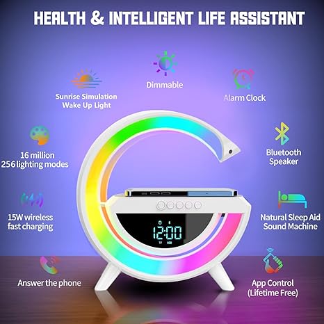 Digital LED Wireless Charger Speaker – 3-in-1 Smart Gadget