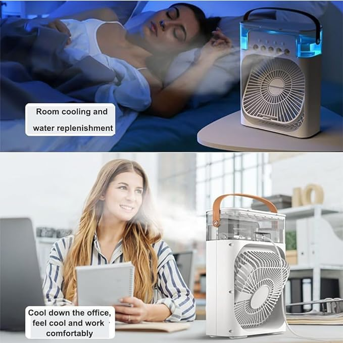 Mini Ice Cooling Fan – Portable USB Air Cooler with Mist | Instant Chill for Home, Office & Travel