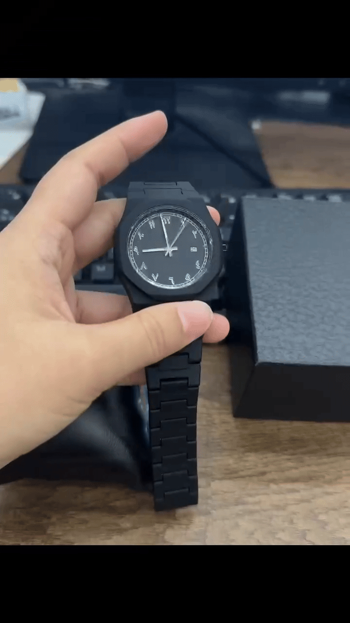 Black Arabic Numeral Watch – Aura Edition | Stainless Steel